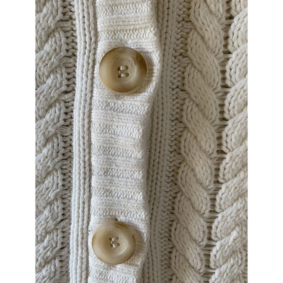 Style & Co. Women Chunky Knit Fisherman Rory Gilmore Cream Cardigan Sweater S - Picture 5 of 12